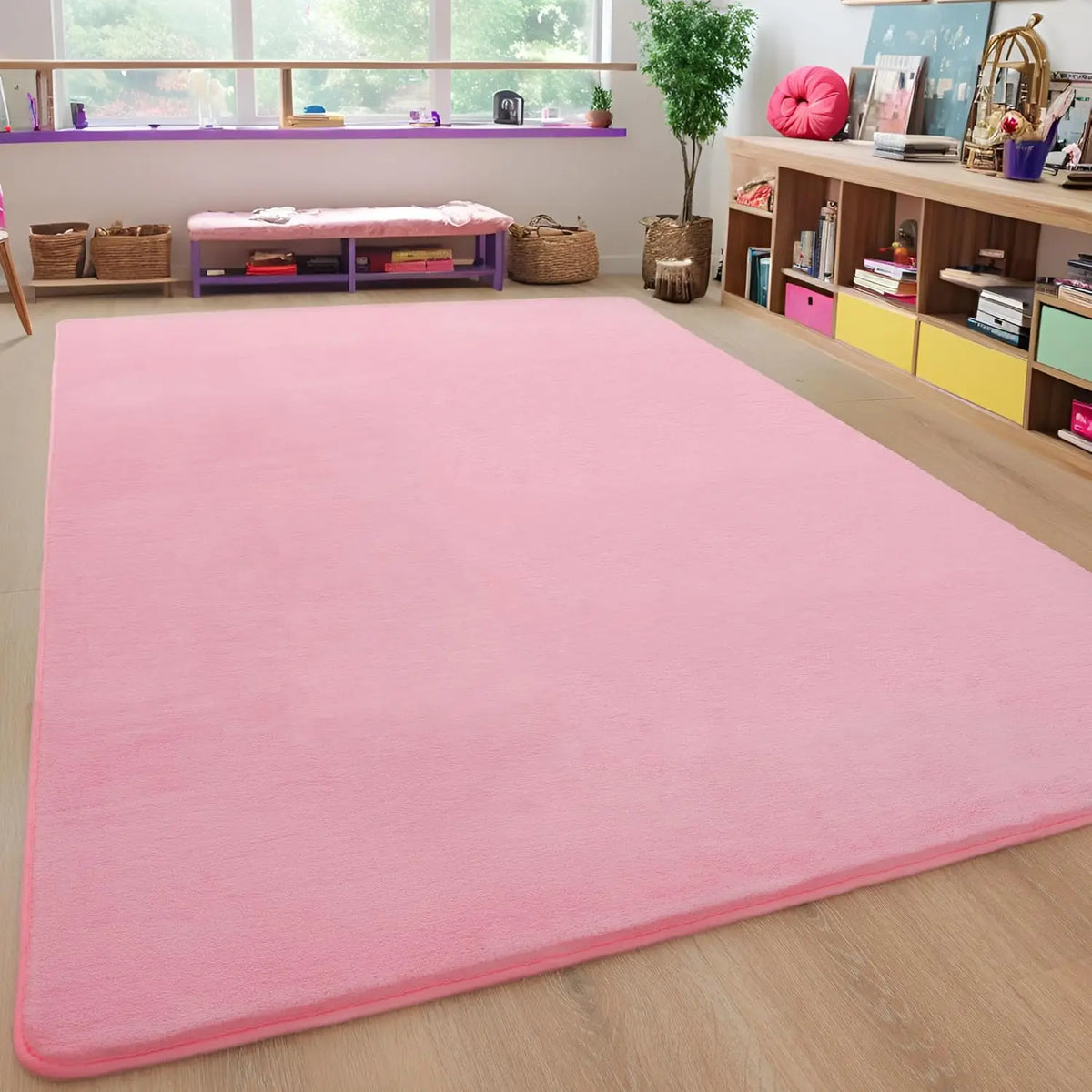 Tapis en velours corail antidérapant rectangulaire, doux et moelleux, pour salon et chambre à coucher, style scandinave | Sansoti