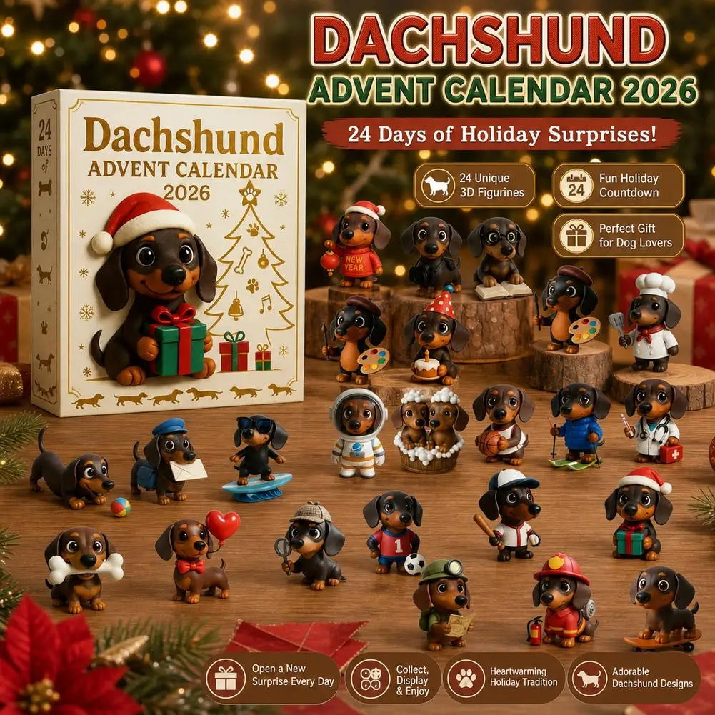 Teckel Adventskalender PVC Figuren 24 Dagen Kerstdecoratie Hondenverzamelaar Countdown Kerstfiguur Cadeau | Sansoti