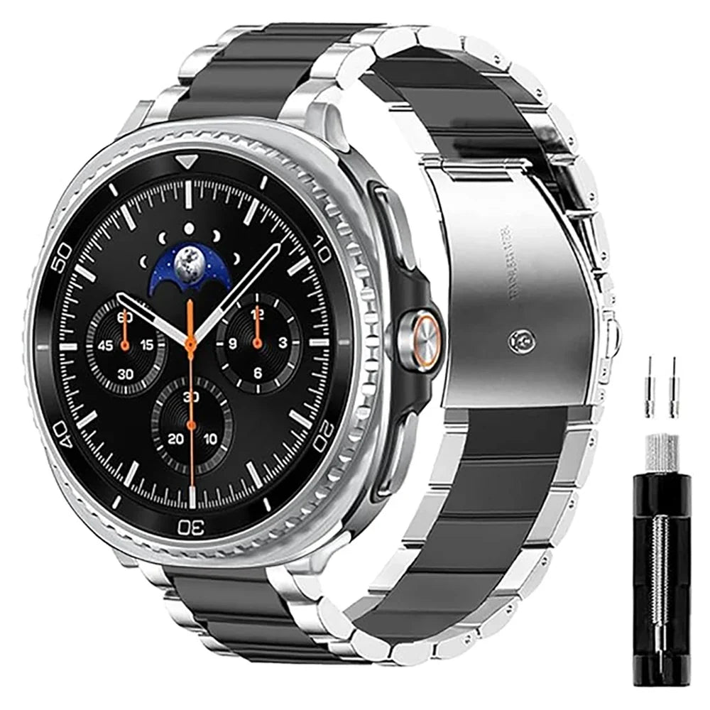 Metalowa bransoleta na smartwatch, ogniwa ze stali nierdzewnej, 40 mm, 44 mm, 46 mm, srebrna, złota, czarna, różowa, pasek na nadgarstek do zegarka | Sansoti