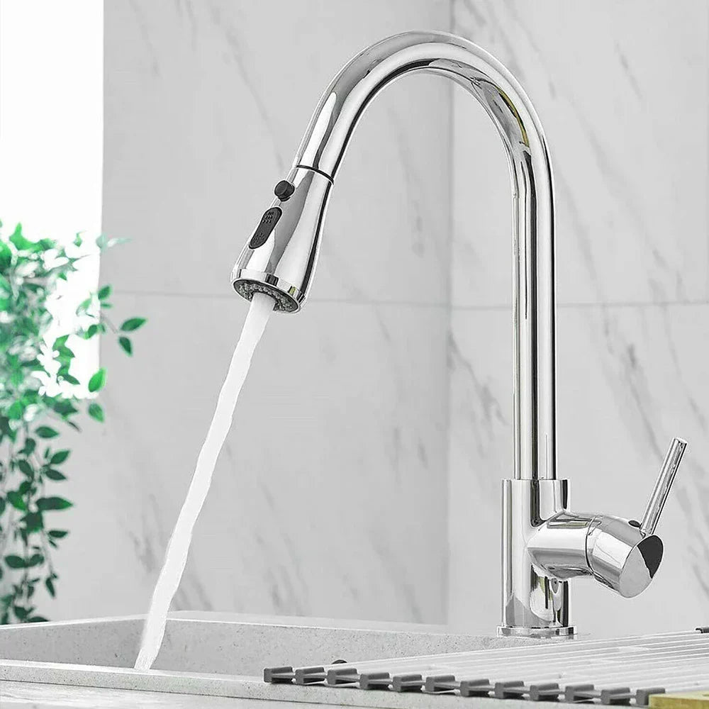 Uittrekbare Keukenkraan met Sproeikop Eénhendel RVS Geborsteld Modern Design Spoelbak Mengkraan Keuken | Sansoti