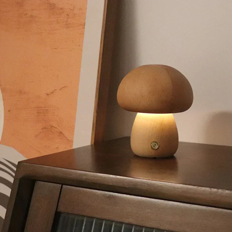 Lampe de table champignon rechargeable avec variateur tactile et lumière LED chaude pour chambre, chambre d’enfant ou salon | Sansoti