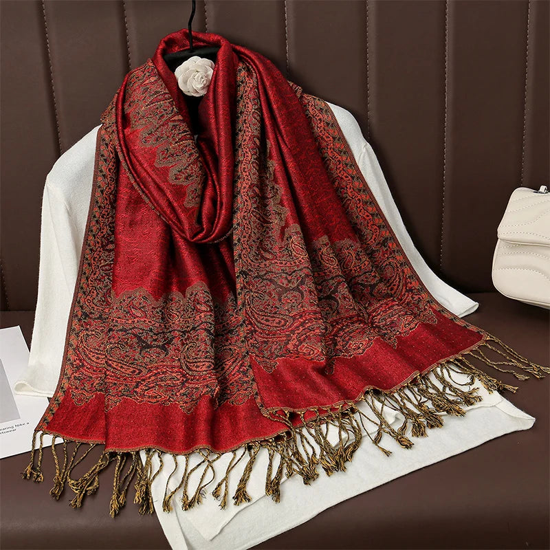 Pashmina Wrap Cashmere-look Women's 70x190cm Soft Winter Scarf Four Seasons Warm Foulard Elegant Scarf | Sansoti