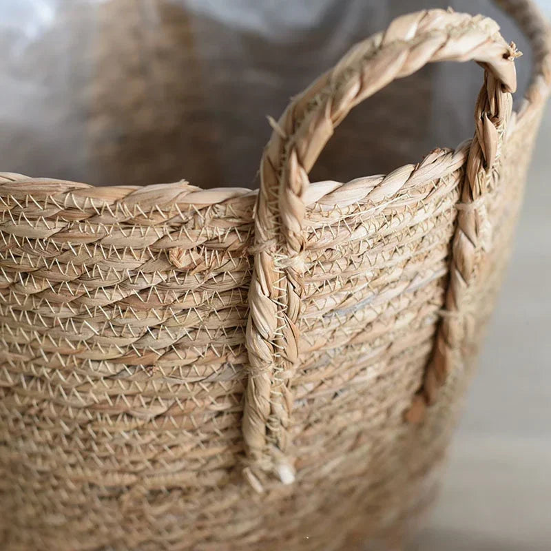 Plantenmand Gevlochten Zeegras Naturel S-L Woonkamer Balkon Handgemaakt Bloempot Mand Rotan Binnen Boho Decoratie | Sansoti
