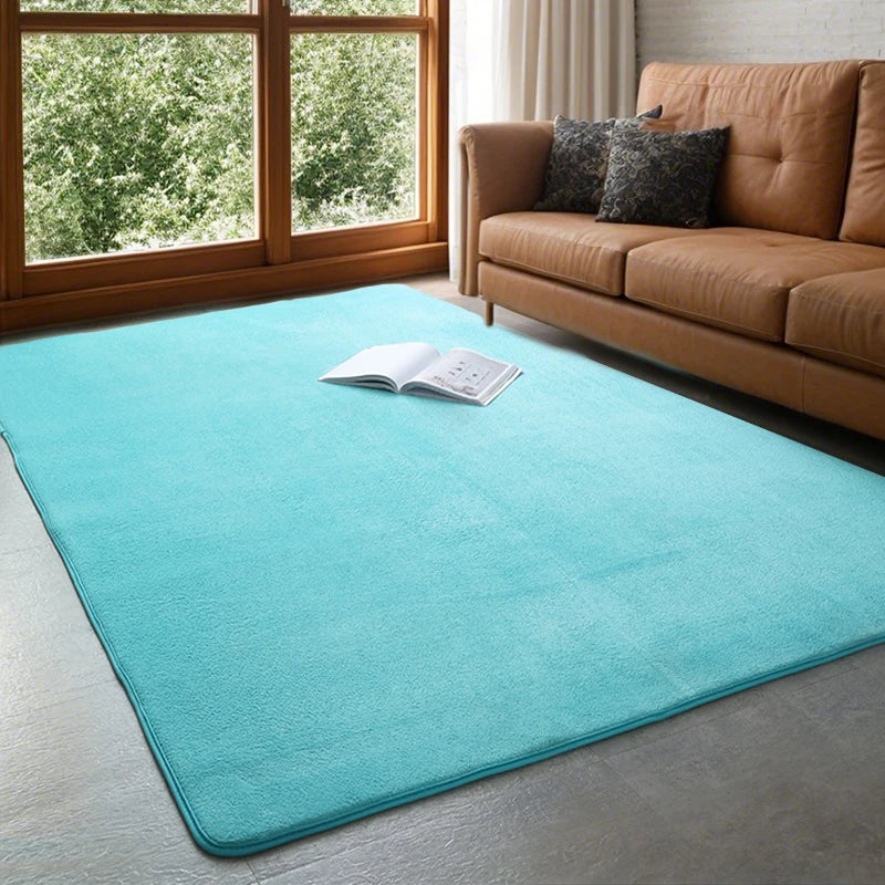 Tapis en velours corail antidérapant rectangulaire, doux et moelleux, pour salon et chambre à coucher, style scandinave | Sansoti