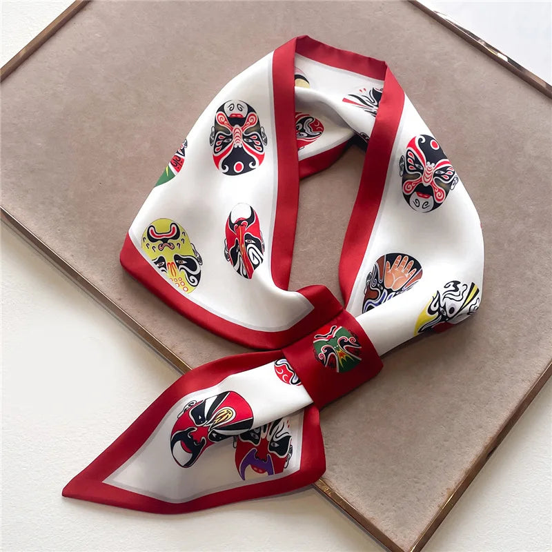 Satin Scarf with Animal Print 76x13cm Versatile Neck Ribbon Accessory for Everyday and Festive Use | Sansoti