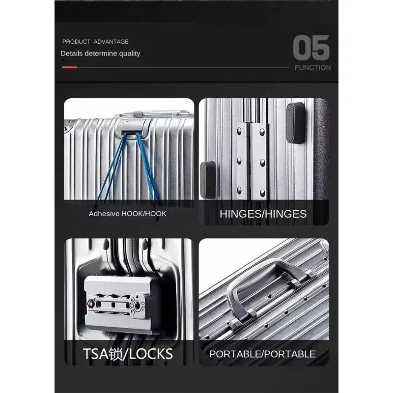 Aluminium-Magnesium Reiskoffer met TSA-Slot Zilver Zwart Rood Blauw | Sansoti