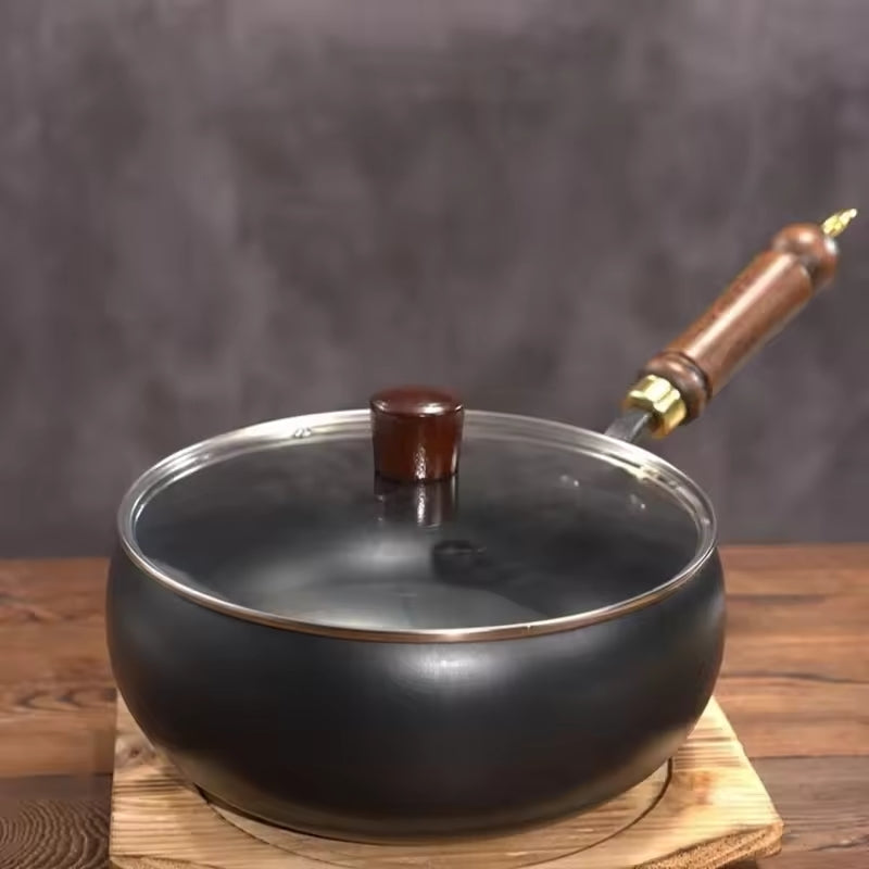 Gusseisen Wokpfanne Mit Deckel Schwarz Ofengeeignet 24cm | Restfield