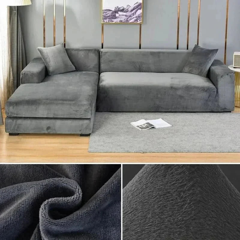 Housse de canapé en velours extensible élastique, protège-canapé antidérapante lavable pour canapé 1, 2 ou 3 places | Sansoti