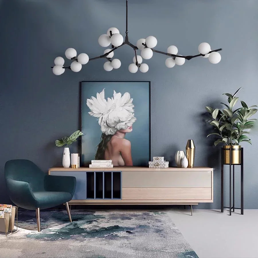 Hanglamp Takkenstructuur Mat Glas Goud Zwart G4 LED Woonkamer Eetkamer Scandinavisch Modern 12 18 24 Bollen | Sansoti