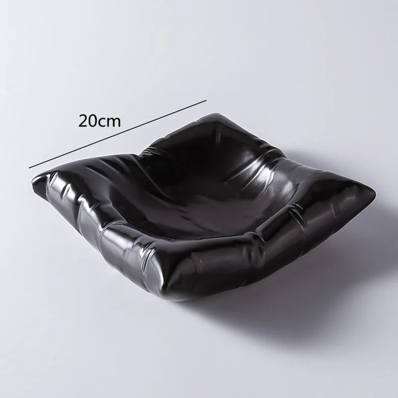 Keramische Serveerschaal Wolkvorm Wit Zwart Bone China Luxe Tafelaccessoire Elegant Design | Sansoti