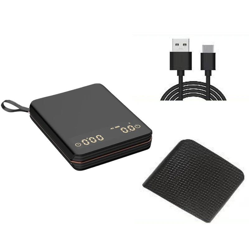 Kaffeewaage Digital 2000g Wiederaufladbar USB-C Timer Espresso Präzision 0,1g LED Kompakt Tragbar Barista Küchenwaage | Restfield
