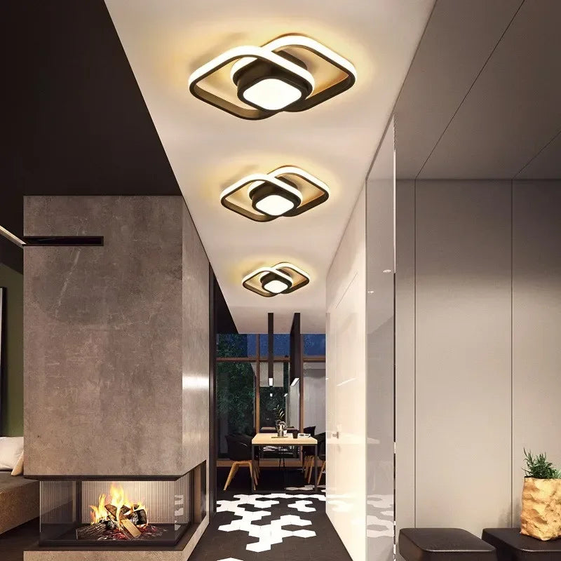 LED Plafondlamp Twee Ringen Design Warm Wit 18W Aluminium Acryl Modern Hal Gang Kantoor Balkon Verlichting | Sansoti