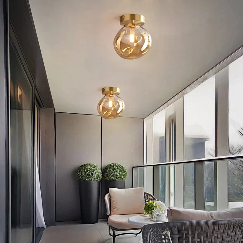 Moderne LED plafondlamp van glas – design plafondverlichting met E27 fitting voor woonkamer, slaapkamer en keuken | Sansoti