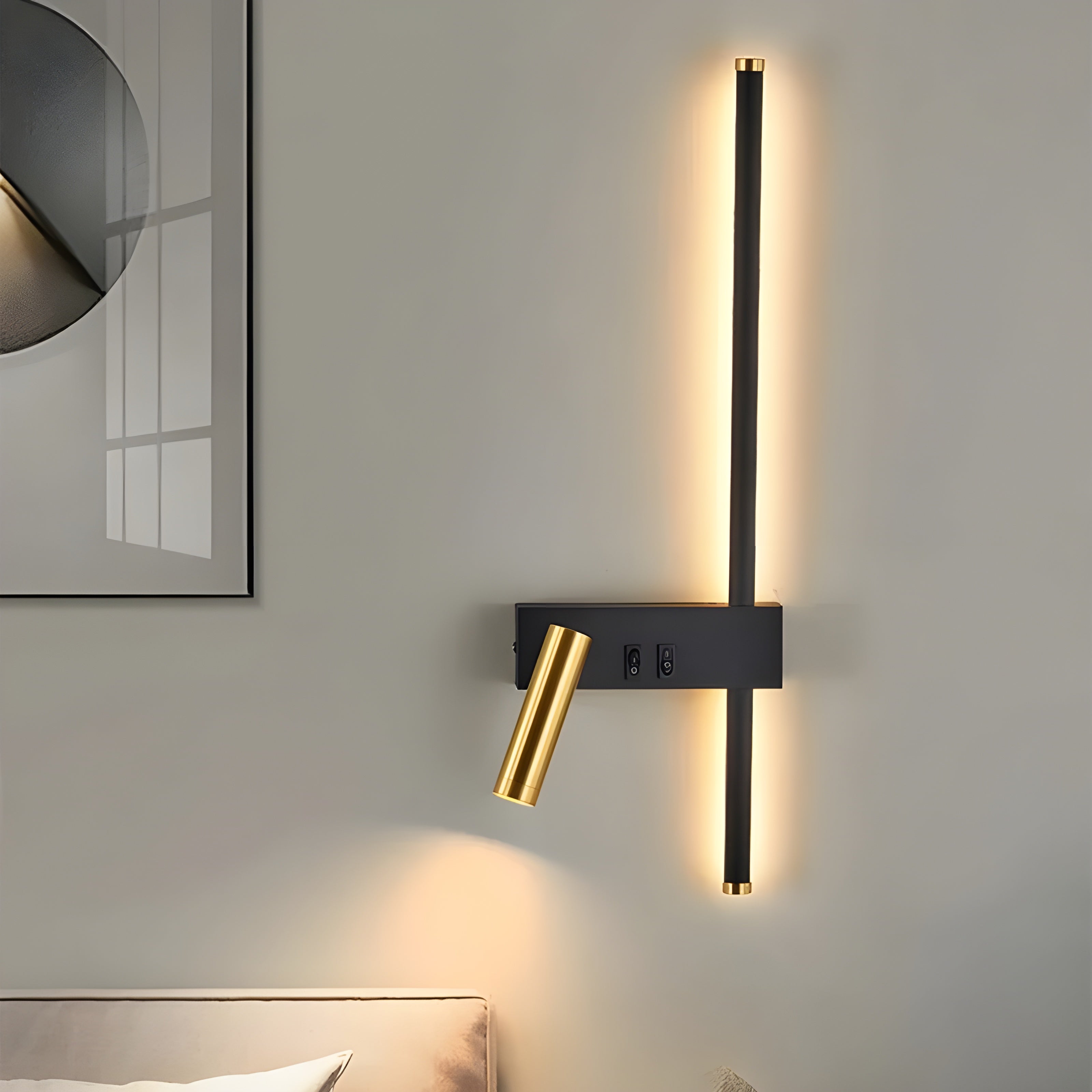 Wandlampe LED Schwarz Gold Mit Schalter Up Down Light | Restfield