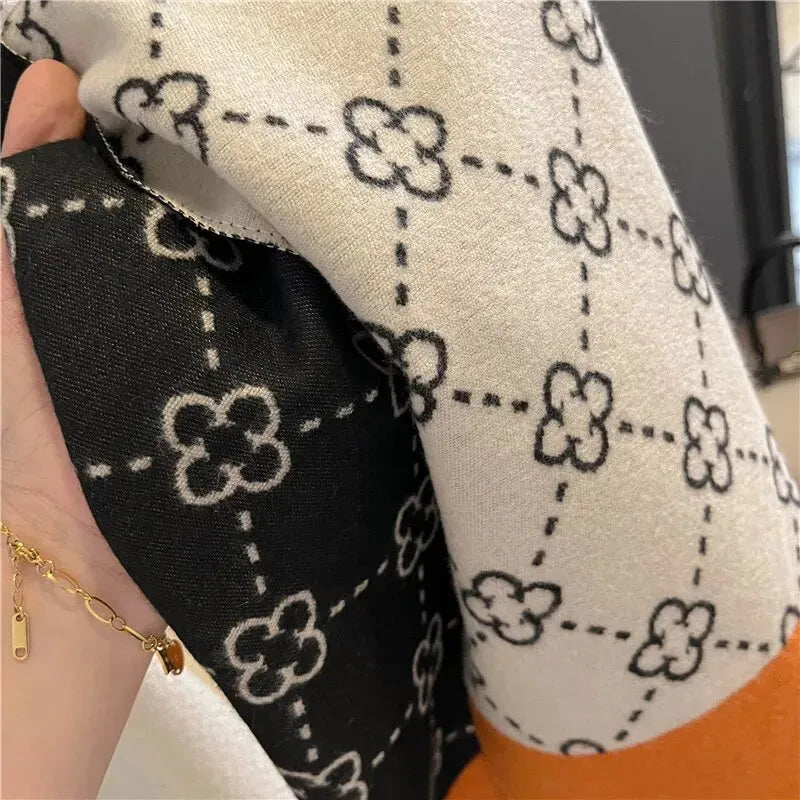 Kasjmieren Bloemensjaal 180x65cm Winteraccessoire Zachte Omkeerbare Omslagdoek Dames Mode-accessoire | Sansoti