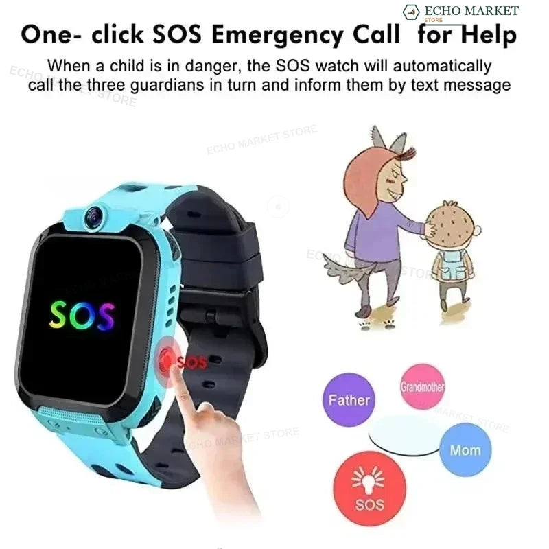 Waterdichte Kindersmartwatch met GPS-Tracking SOS-Functie en Ouderlijk Toezicht voor Android iOS Veiligheid | Sansoti