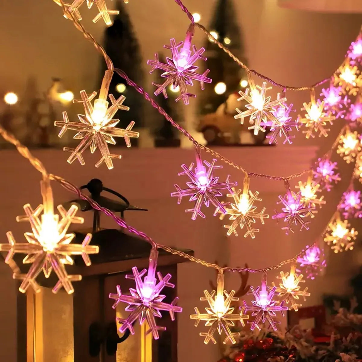 Sneeuwvlok Lichtsnoer LED Kerstverlichting Binnen Buiten Sfeerlicht Tuin Feestdecoratie Wintersfeer Kerstboom | Sansoti
