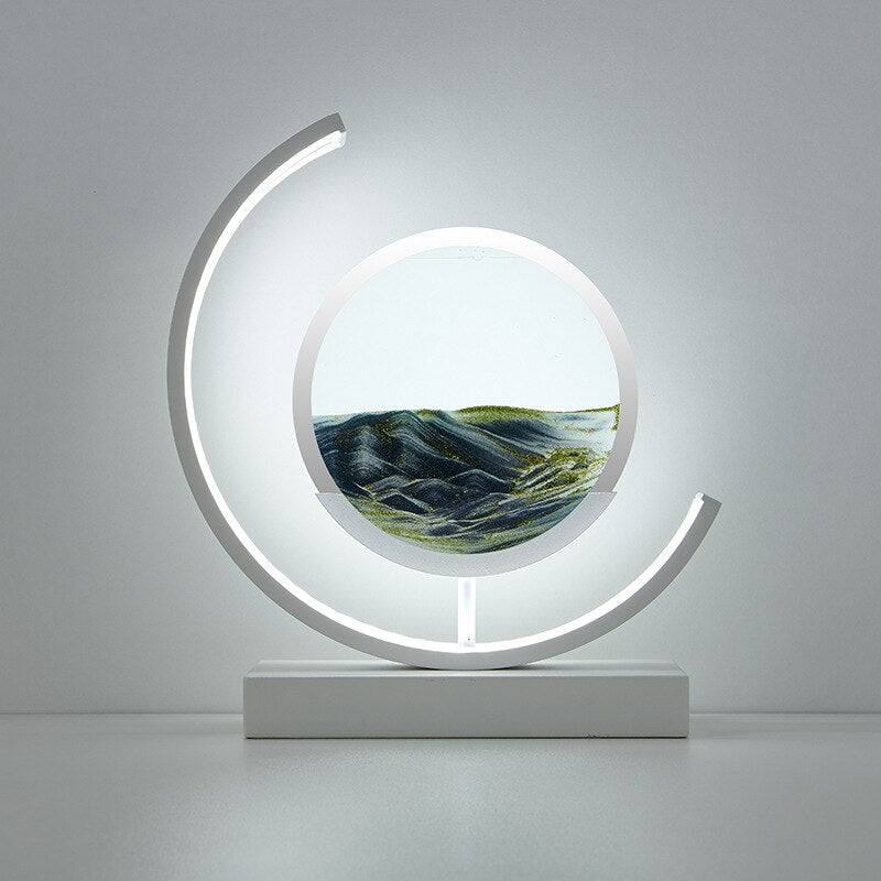 Lampe de table LED acrylique pivotante paysage de sable noir salon chambre lampe d'ambiance lampe de chevet lampe décorative | Restfield