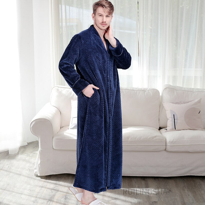 Warme Badjas met Rits en Capuchon Fleece Ochtendjas Unisex Loungewear Winter Huisjas voor Heren Dames | Sansoti