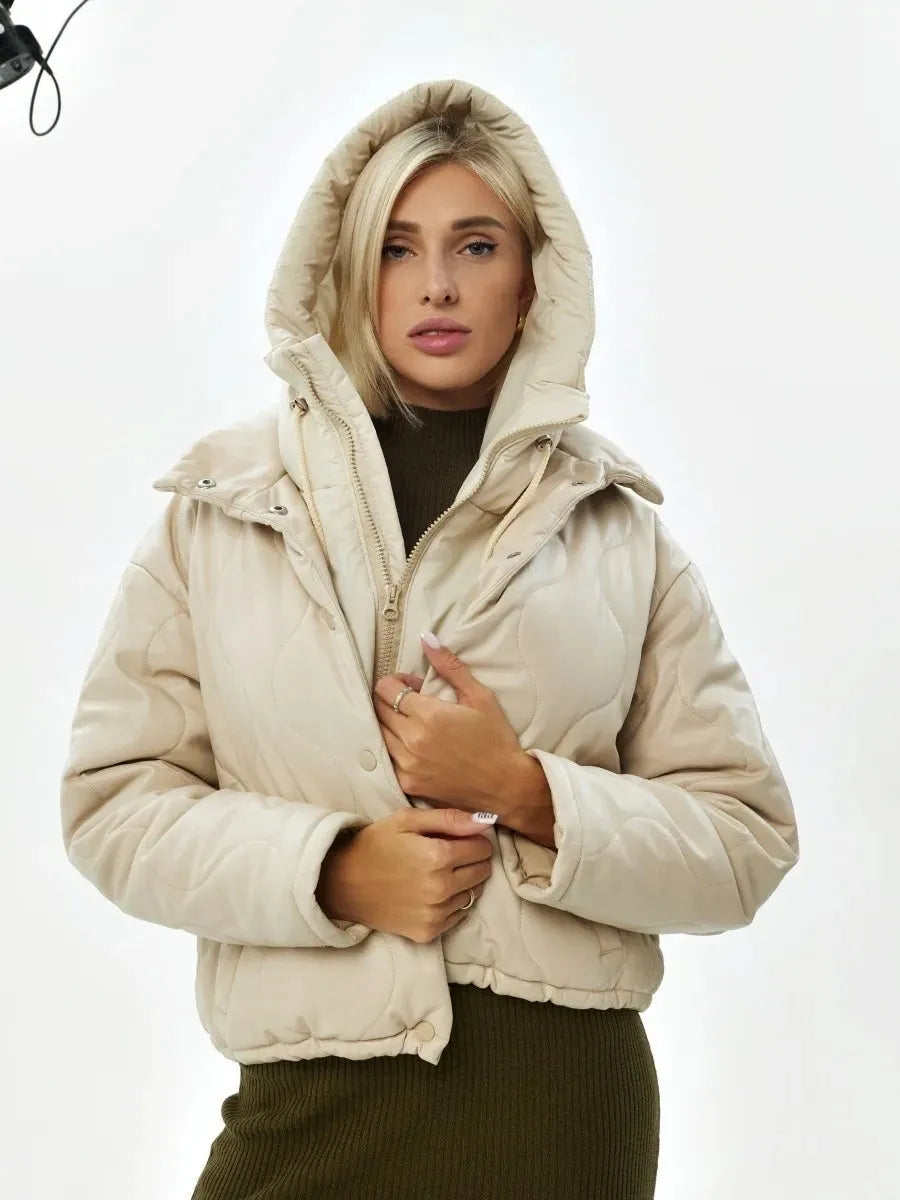 Hooded Scarf Knitted Neck Warmer Zipper Women's Winter Polyester Cotton Neck Warmer Comfortable Soft Warm | Sansoti