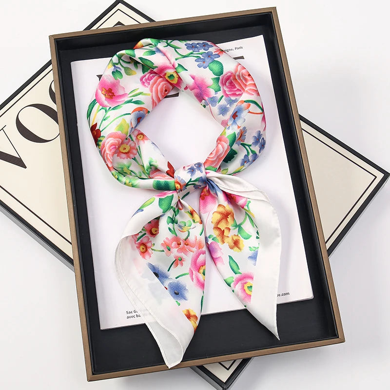 Square Satin Scarf 70x70 cm Women's Headband Neck Scarf Hijab Headband Soft Polyester Elegant Stylish | Sansoti