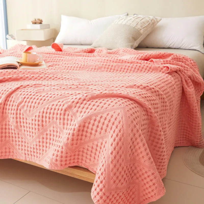 Katoenen Muslin Plaid 100x150-200x230cm Effen Geweven Deken Zacht Huidvriendelijk voor Bank Bed Auto | Sansoti