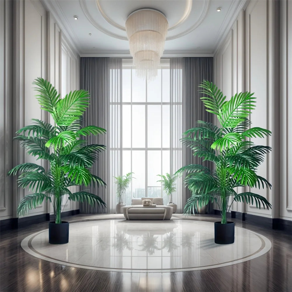 Kunstplant Areca Palm 90cm 24 Bladeren Buiten Binnen Woonkamer Slaapkamer Nep Palm Decoratieve Kunstboom Set van 2 | Sansoti