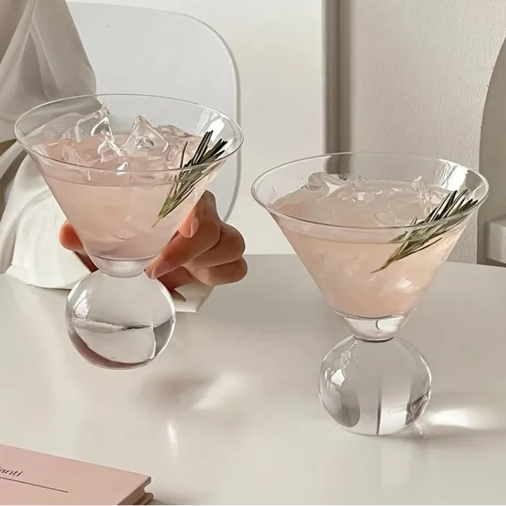 Kristallen Wereldbol Martiniglas – Elegante Cocktailglas met Globe Vorm voor Martini – Handslijpbare Glasstructuur | Sansoti