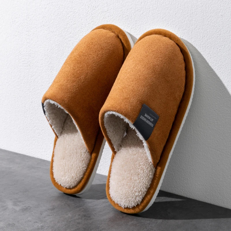 Suède pantoffels unisex binnenshuis antislip zool geruisloos warm comfortabel zachte voering heren dames | Sansoti