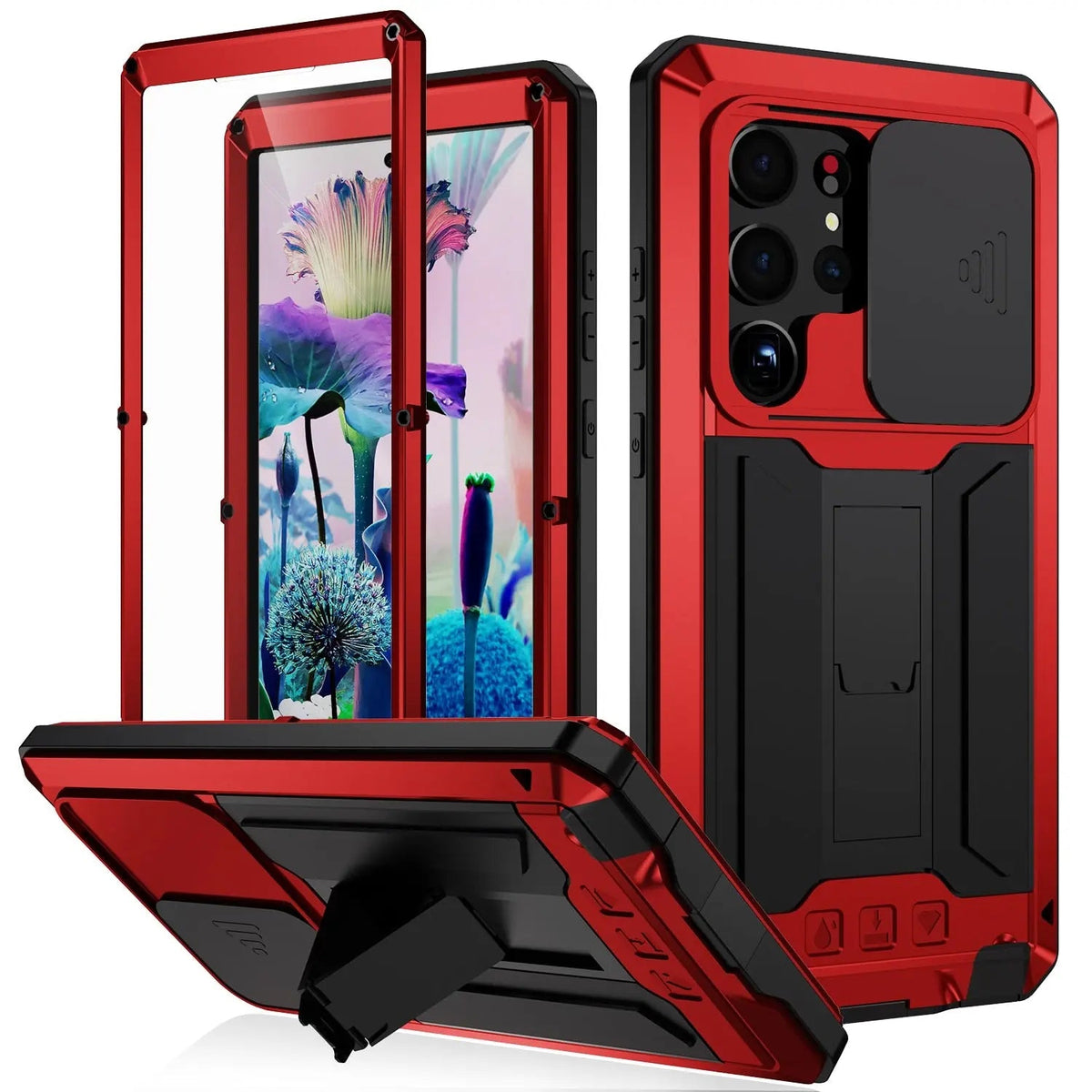 360° Aluminum TPU Shockproof Phone Case with Stand Kickstand Wireless Charging Protection | Sansoti