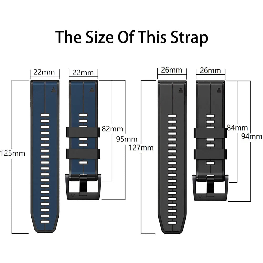 Bracelet de montre en silicone avec fermeture rapide, 22 mm et 26 mm, bracelet de smartwatch et bracelet de sport, confortable et résistant à l’eau | Sansoti