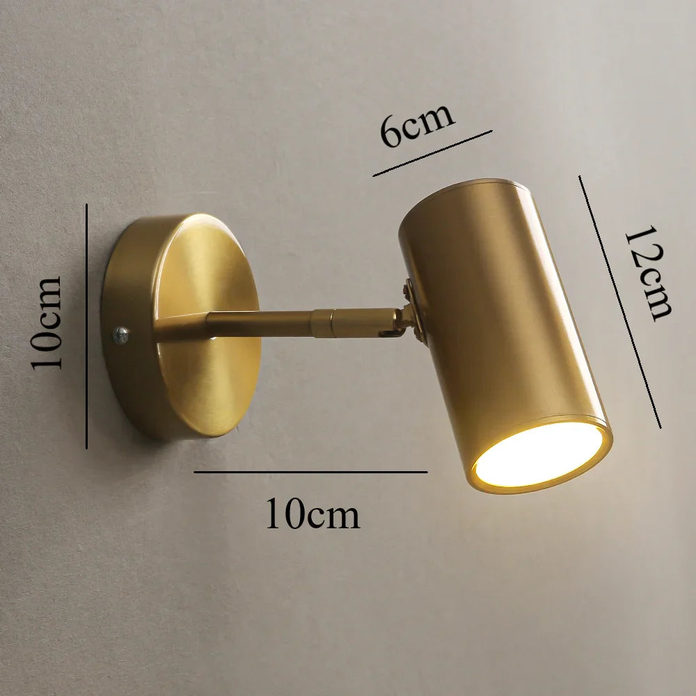 Spot mural LED orientable métal noir or intégré Chambre Salon Lampe de lecture Éclairage d'accent Moderne minimaliste | Restfield