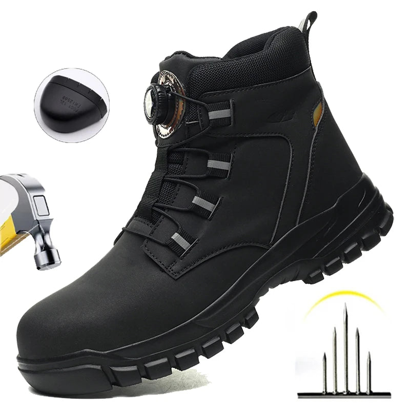 Stalen neus schoenen - Waterdichte Veiligheidslaarzen Mannen Onverwoestbare Stalen Neus Werklaarzen Anti-smash Steekwerende Veiligheidsschoenen Biker Botas Para Hombre