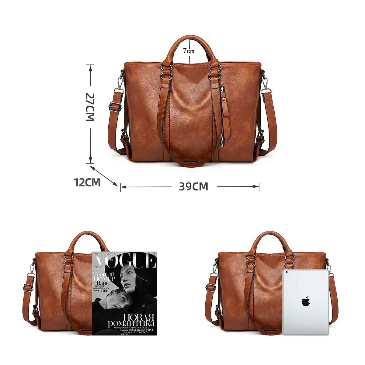 Leren Schoudertas Groot Dames Ruime Shopper Vintage Handtas Bruin Zwart Blauw Casual Dagelijks Werk Stijlvol | Sansoti