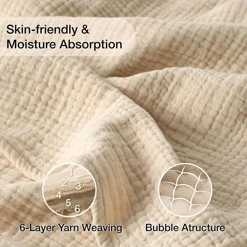 Gauze Blanket 100% Cotton Six-Layer Woven Blanket Breathable Lightweight Summer Blanket Bed Sofa Throw for Adults | Sansoti