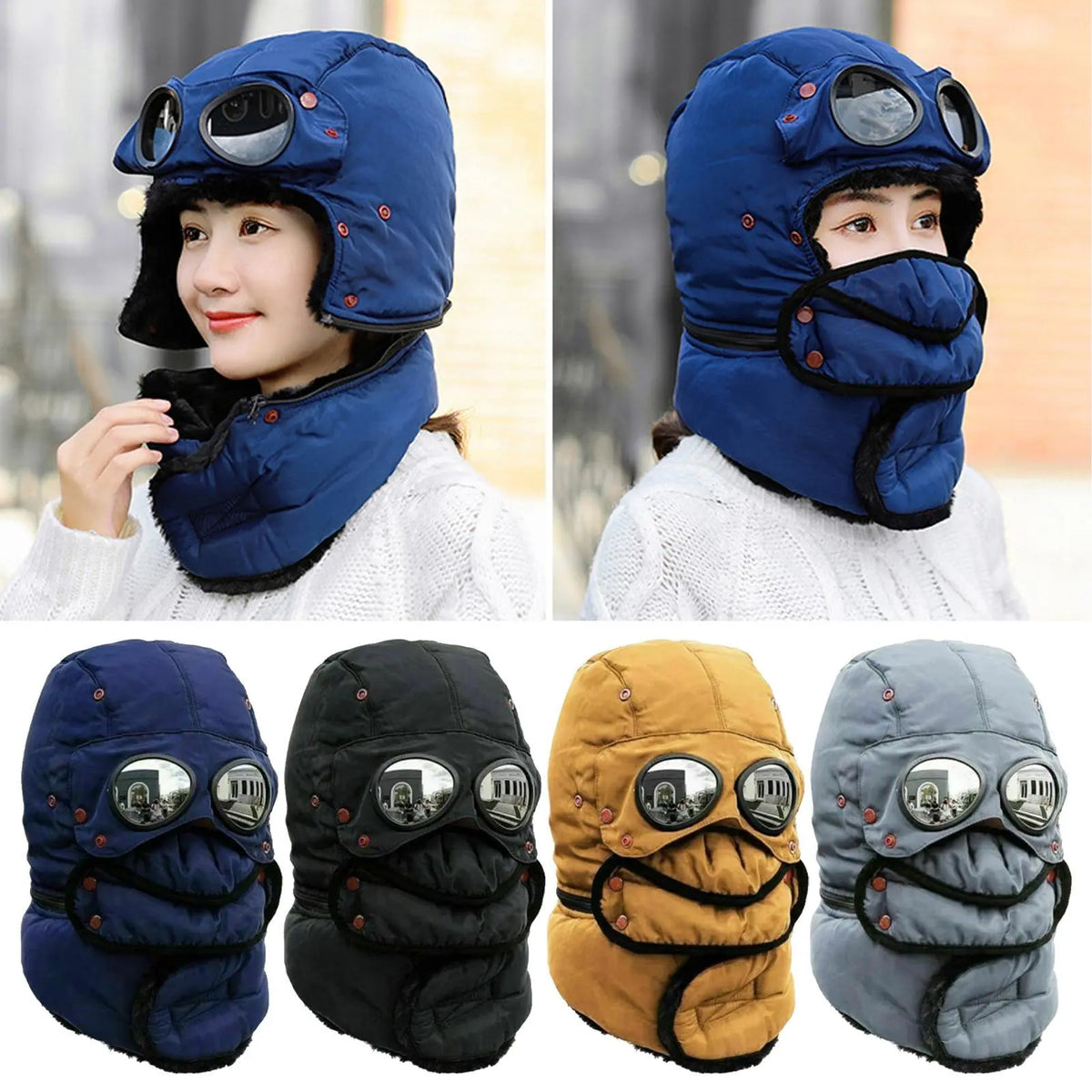 Bonnet thermique coupe-vent avec protection du visage, couvre-chef d’hiver pour activités en plein air, ski, snowboard et sport | Sansoti