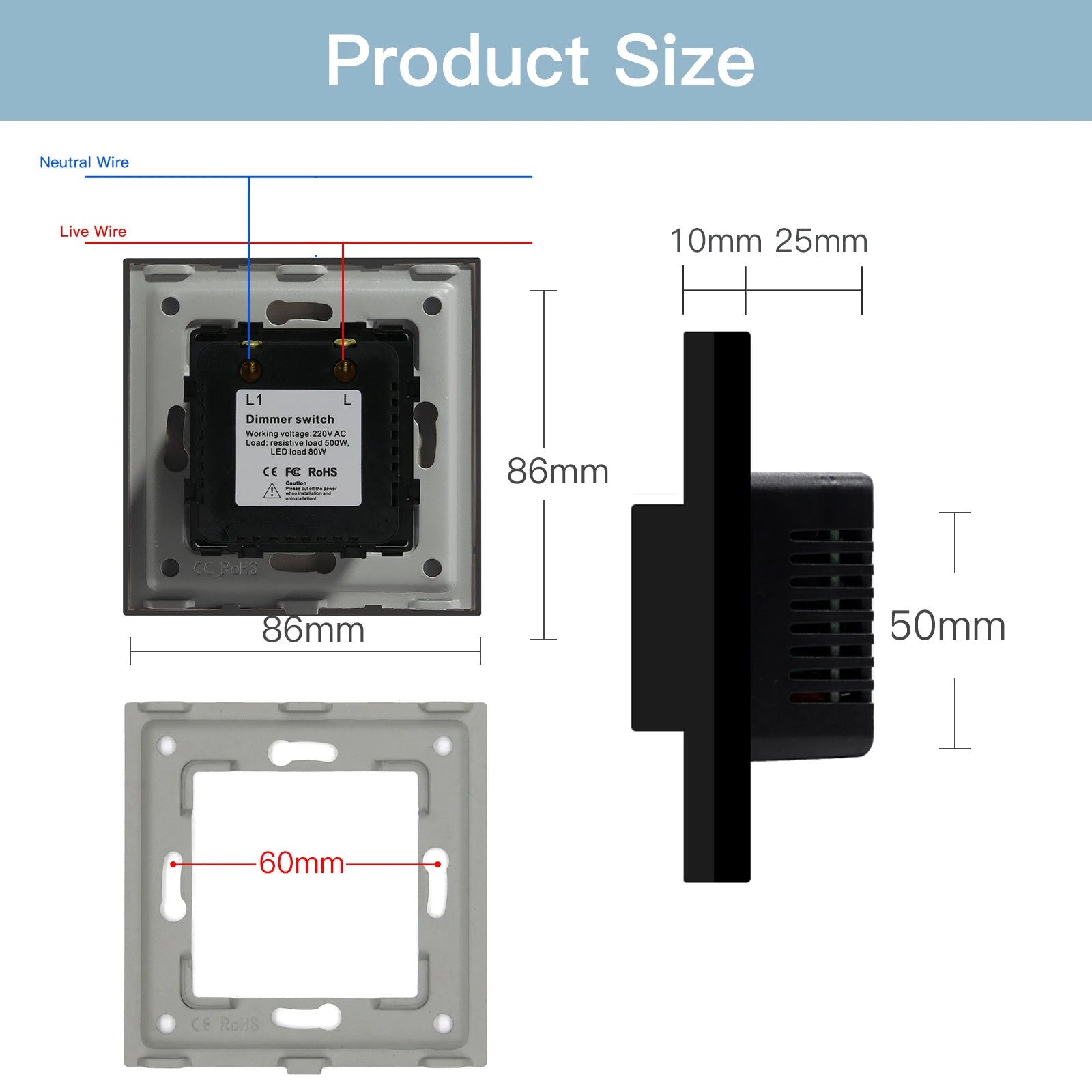 Draaiknop Wanddimmer voor Dimbare Verlichting