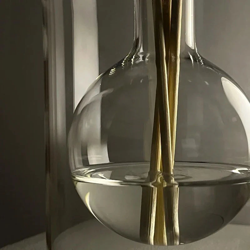 Glazen Aromageurverspreider Hol Transparant met Houten Deksel en Geurstokjes voor Etherische Oliën Woonkamer Slaapkamer Aromatherapie | Sansoti