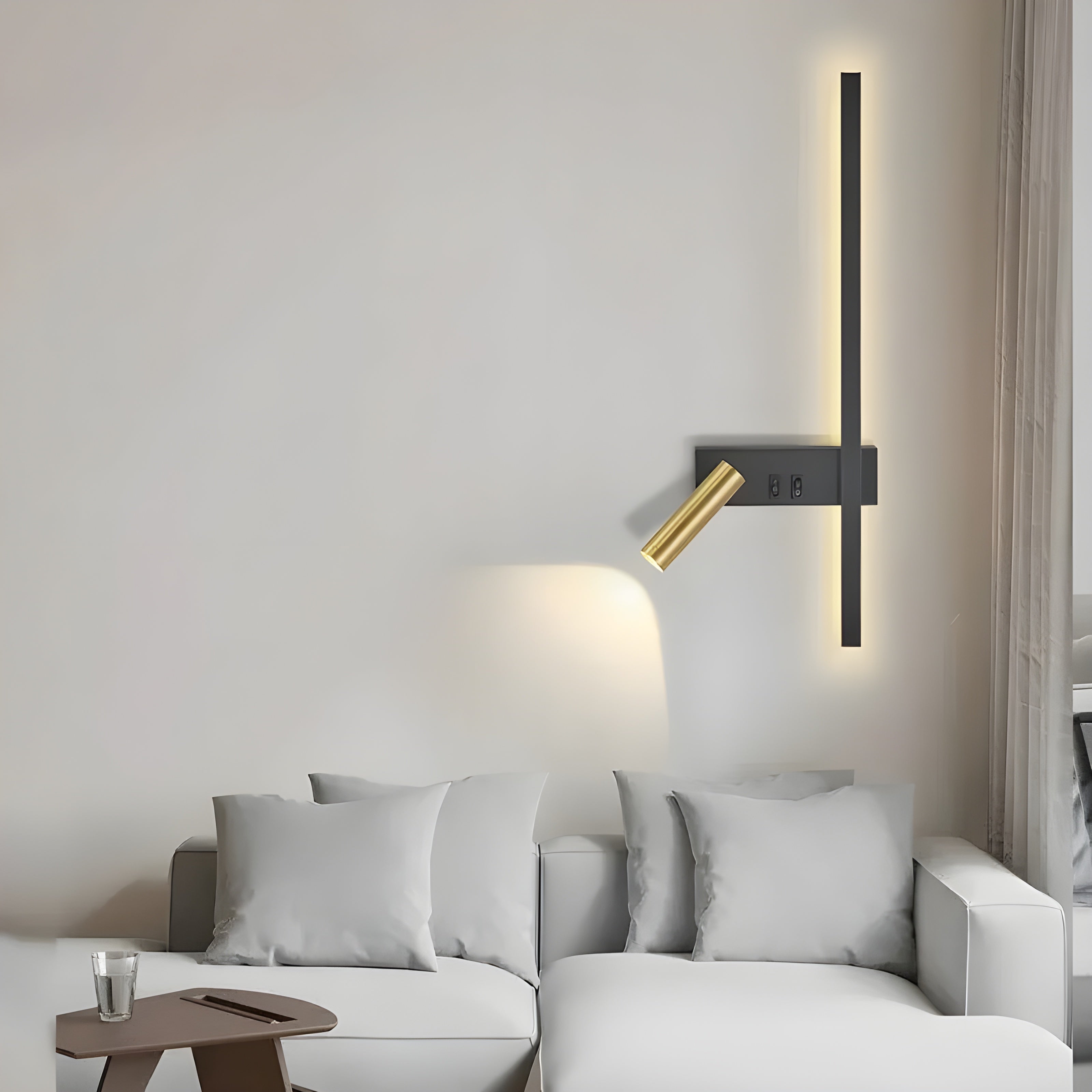 Wandlampe LED Schwarz Gold Mit Schalter Up Down Light | Restfield