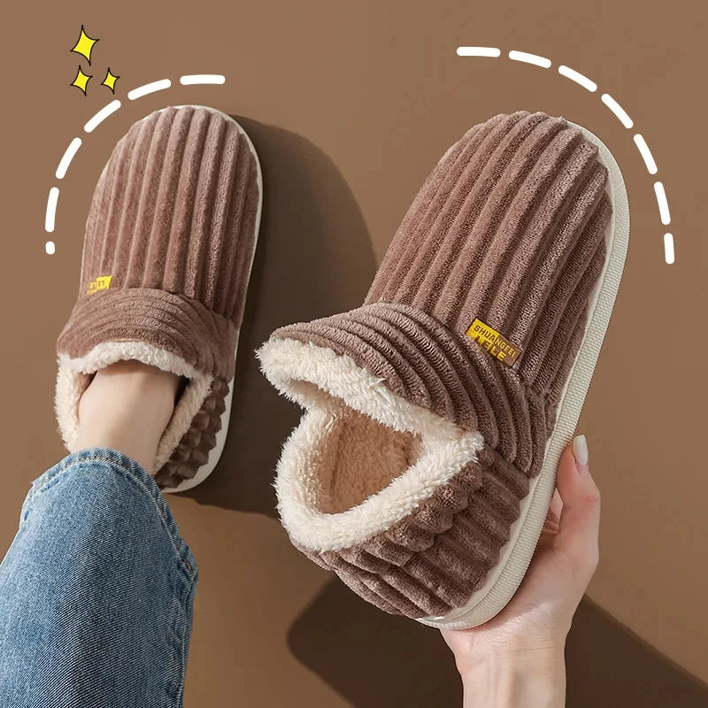 Pluszowe kapcie unisex, ciepłe kapcie zimowe z miękką podeszwą do noszenia w domu, antypoślizgowe, na jesień i zimę, komfortowe | Sansoti
