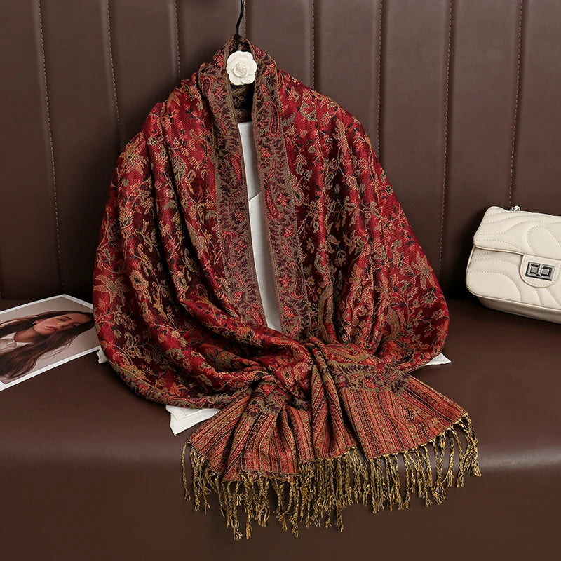 Pashmina Wrap Cashmere-look Women's 70x190cm Soft Winter Scarf Four Seasons Warm Foulard Elegant Scarf | Sansoti