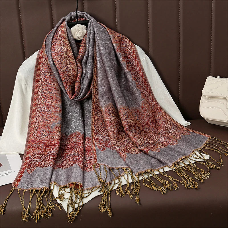 Pashmina Wrap Cashmere-look Women's 70x190cm Soft Winter Scarf Four Seasons Warm Foulard Elegant Scarf | Sansoti