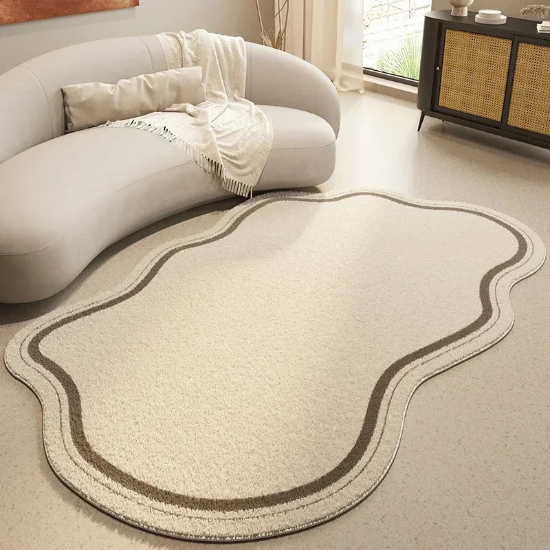Vloerkleed Crème Organische Vorm Antislip Zacht Polyester Modern Design | Sansoti