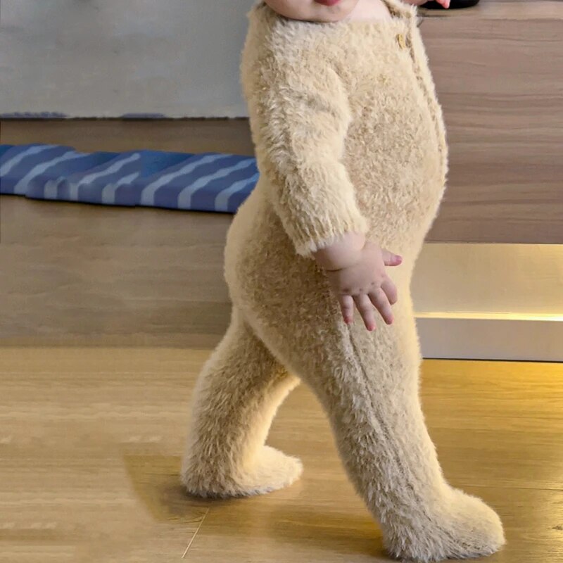 Combinaison bébé en peluche motif ours, vêtement d’hiver unisexe pour nouveau-né et tout-petit, combinaison chaude et douce | Sansoti
