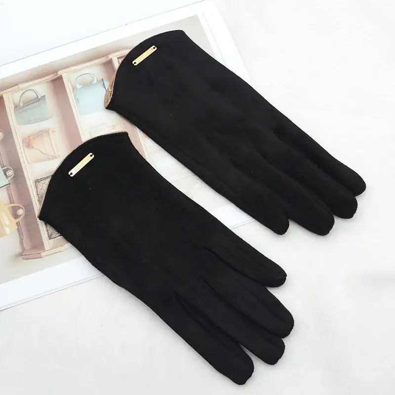 Wildleder-Winterhandschuhe Touchscreen Damen Herren Warm Winddicht Fahrhandschuhe Beige Schwarz Rosa Grau Winter | Sansoti