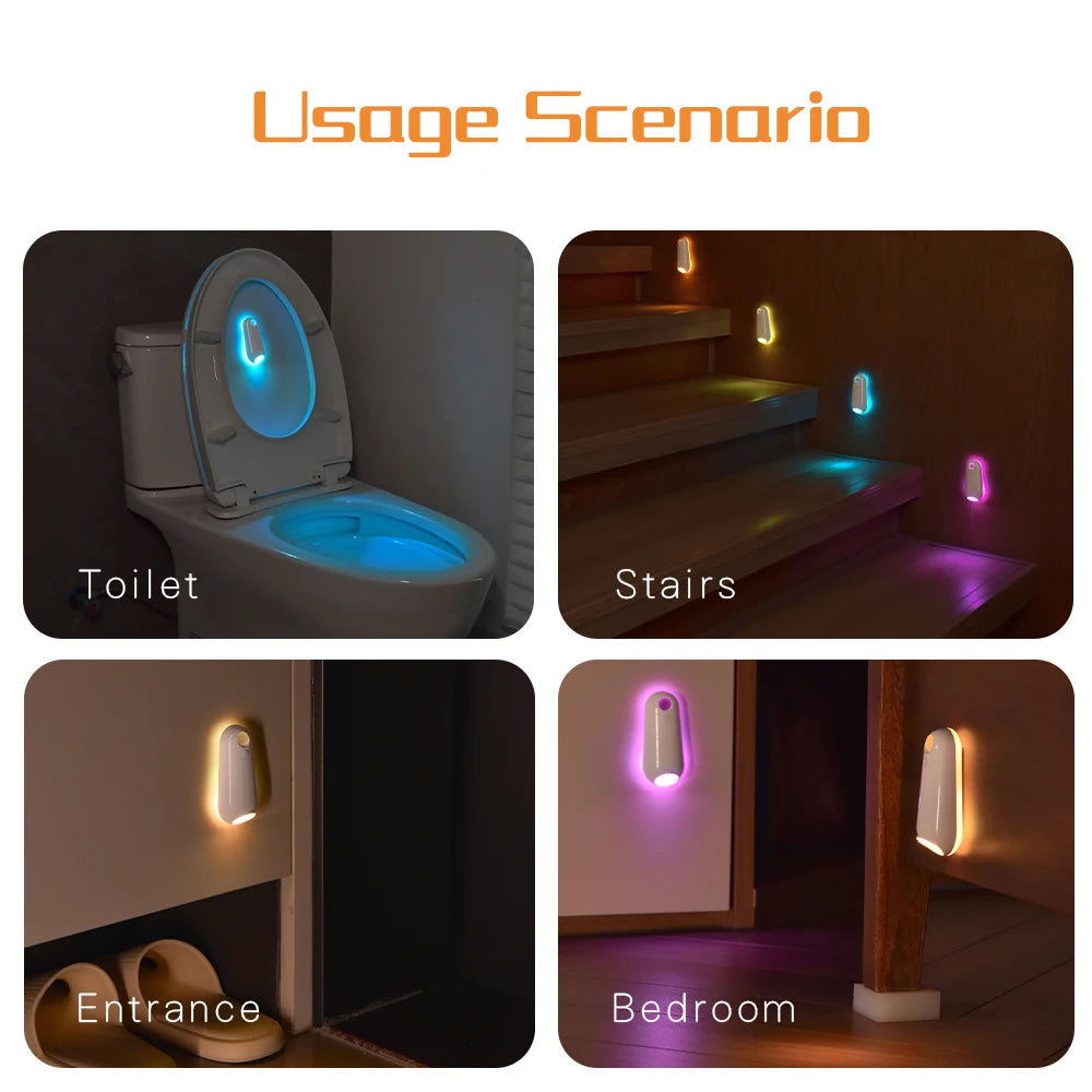 Toilet Nachtlampje Met Bewegingssensor RGB 7 Kleuren Oplaadbaar Waterdicht IPX3 | Sansoti
