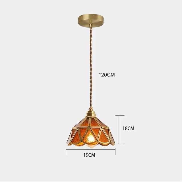 Suspension Tiffany Verre Coloré Cuivre E27 Salon Salle à Manger Chambre Vintage Rétro Lampe Suspendue Éclairage d'Ambiance Cuisine Couloir | Restfield