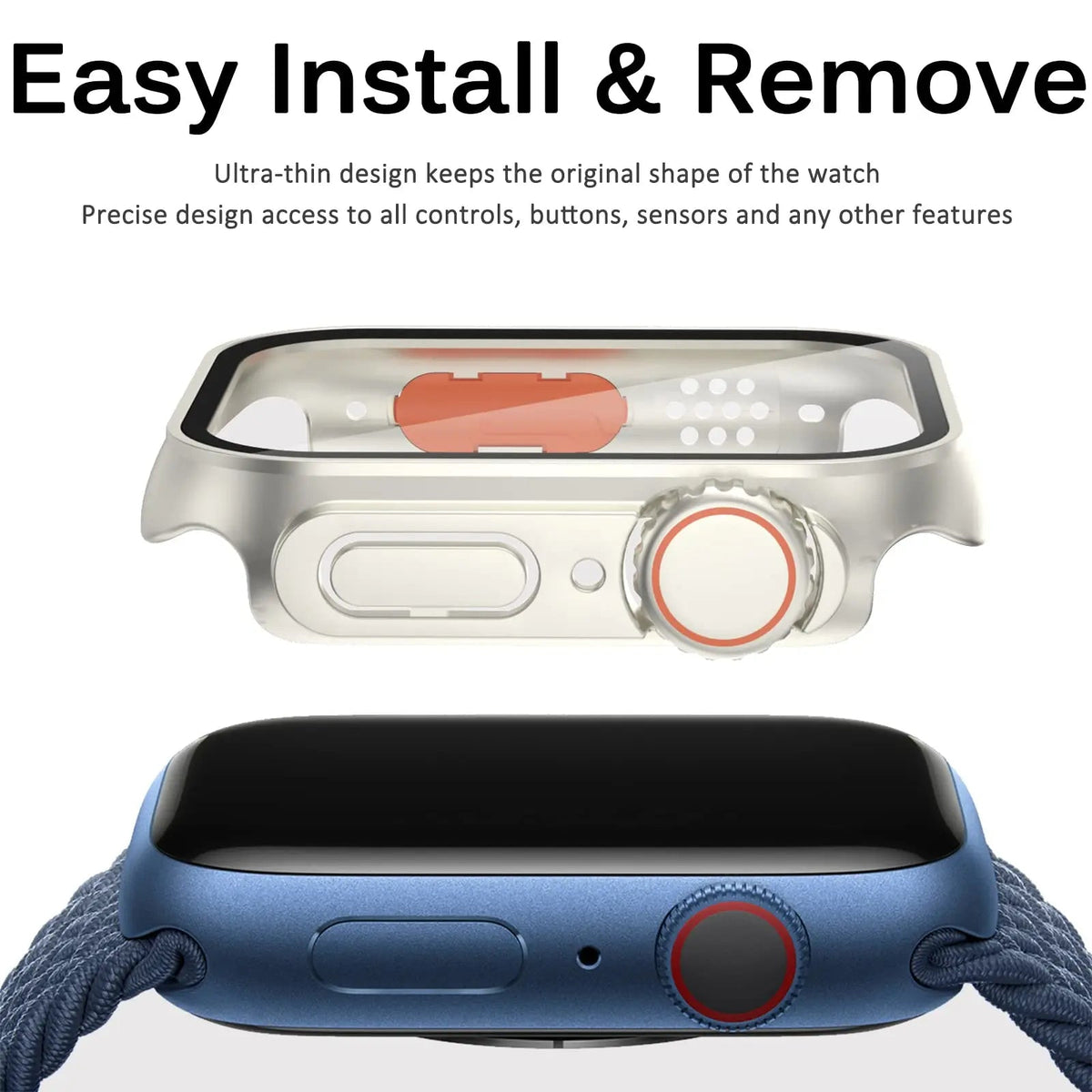 Schutzhülle aus gehärtetem Glas für Smartwatch 41-45 mm Displayschutz Kratzfestes Zubehör | Sansoti