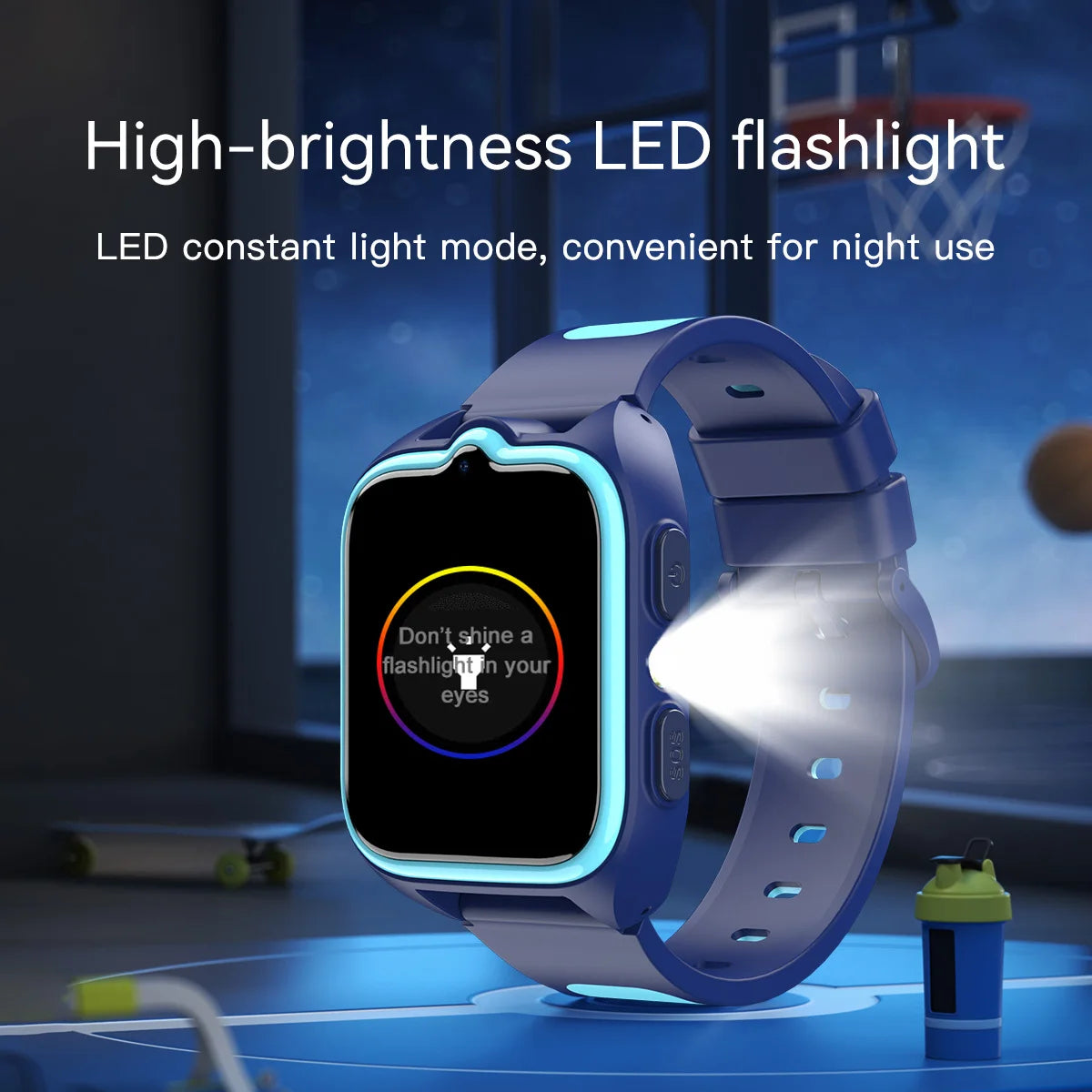 Children's smartwatch with GPS tracking, video calls, 4G, three-way positioning, flashlight, and water resistance | Sansoti