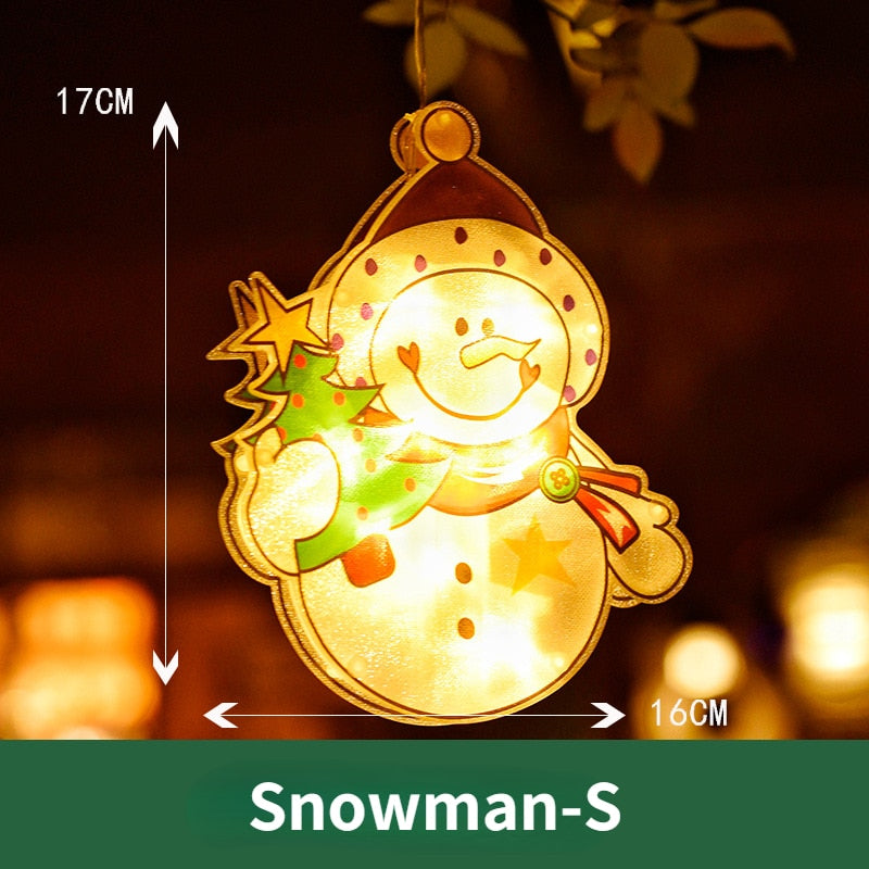 LED Raamverlichting Kerstmotieven Batterij Silhouet Sfeerlicht Figuren met Zuignap Decoratief Venster | Sansoti